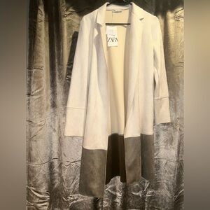Cream and tan suede Zara jacket